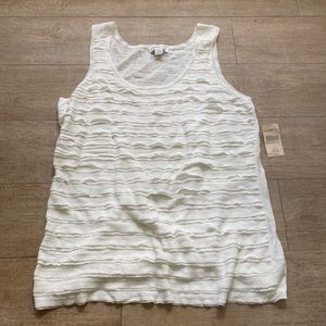 Cold water Creek Ruffled Sweater Tank L New With Tags White Cream Retails at $60